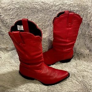 Red Leather Nocona Competitor Cowboy Boots